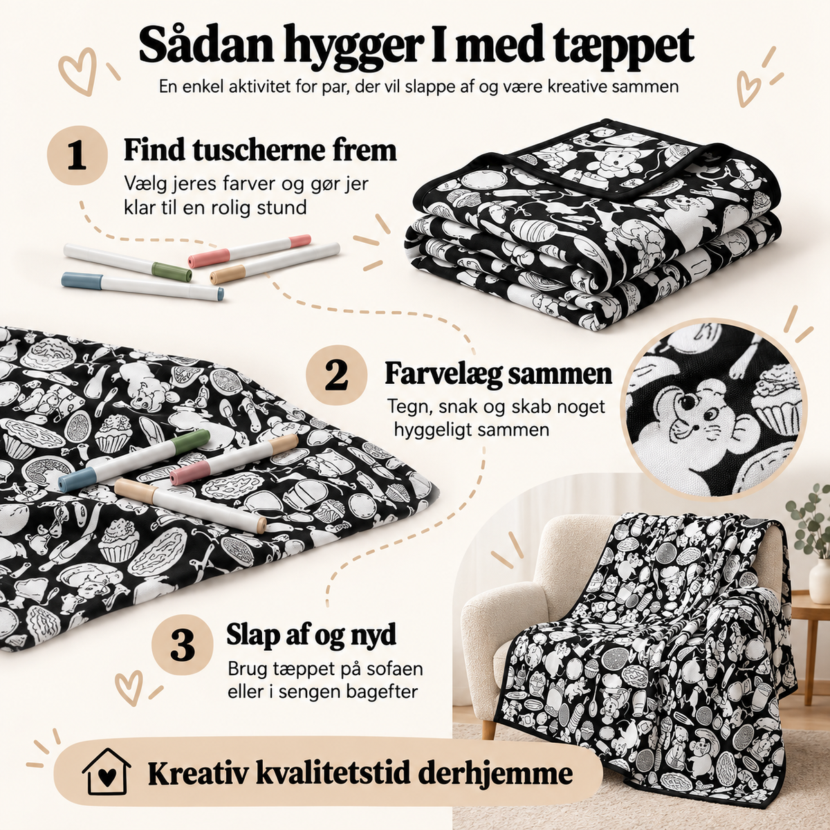 Hyggetæppe I farvelægger sammen